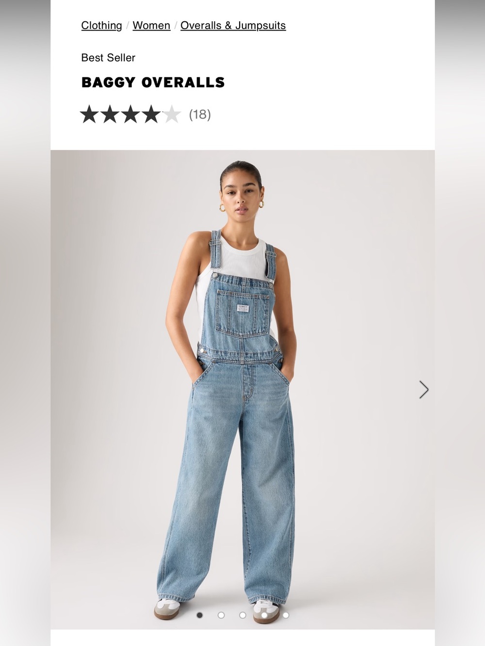Levi's Relaxed Fit Denim Overalls - Blue